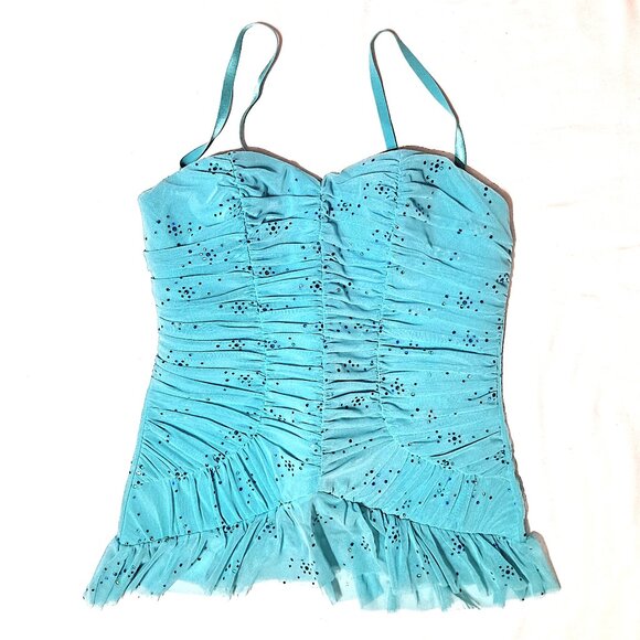 NWT Victoria Secret sexy little things Blue Sequin glitter Top Med Ruffle bottom - Picture 1 of 12